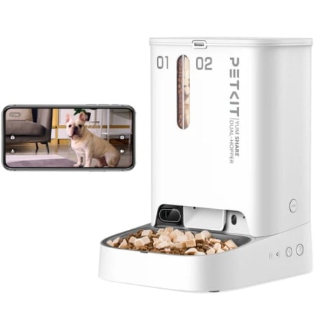 Comedouro Inteligente para Animais de Estimação PetKit YumShare Dual-Hopper/ Câmara HD/ Com Microfone