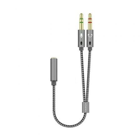 Cabo Estéreo Aisens A128-0417/ Jack 3.5 Fêmea - 2x Jack 3.5 Macho/ 25cm/ Cinzento
