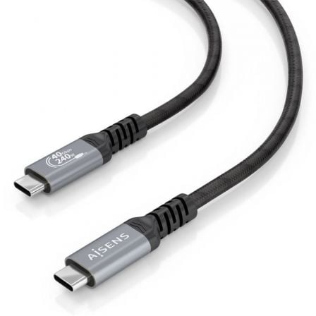Cabo USB 4.0 Tipo-C Aisens A156-0996/ USB Tipo-C Macho - USB Tipo-C Macho/ Até 240W/ 40Gbps/ 2m/ Preto