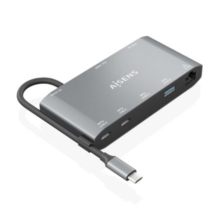 Aisens ASUC-8P010-GR USB Type-C Docking Station/ 1xHDMI 4K/ 1xVGA/ 2xUSB/ 1xRJ45/ 2xUSB Type-C/ 1xUSB Type-C PD/ Grey