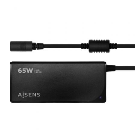 Carregador de Portátil Aisens ASLC-65WAUTO-BK/ 65W/ 1xUSB QC3.0/ Automático/ 9 Conectores/ Tensão 18.5-20V