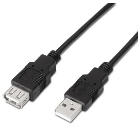 Aisens A101-0016 USB 2.0 Extension Cable/ USB Male - USB Female/ Up to 2.5W/ 60Mbps/ 1.8m/ Black