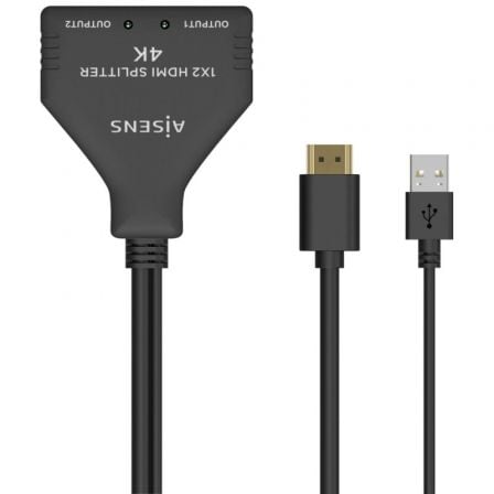 Aisens A123-0654 4K HDMI Splitter Cable/ 2x HDMI Female - HDMI Male - USB Male/ 30cm/ Black