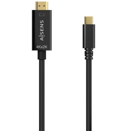 Cabo Conversor HDMI 4K Aisens A109-0624/ USB Tipo-C Macho - HDMI Macho/ Até 27W/ 1250Mbps/ 1.8m/ Preto