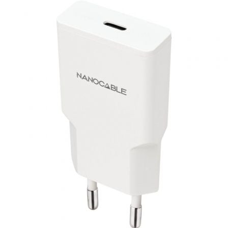Cargador de Pared Nanocable 10.10.2024/ 1xUSB Tipo-C/ 25W/ Blanco