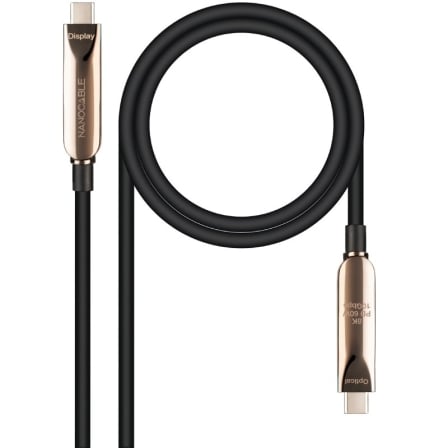 Cable USB 3.2 Tipo-C AOC Nanocable 10.01.4615/ USB Tipo-C Macho - USB Tipo-C Macho/ Hasta 60W/ 10Gbps/ 15m/ Negro
