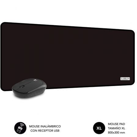 Subblim Harmony Black Wireless Mouse and Mouse Pad Set/ up to 1200 DPI