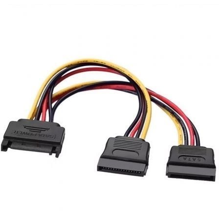Cabo de Alimentação Aisens A131-0353/ SATA Macho - 2x SATA Fêmea/ Até 54W/ 20cm/ Preto
