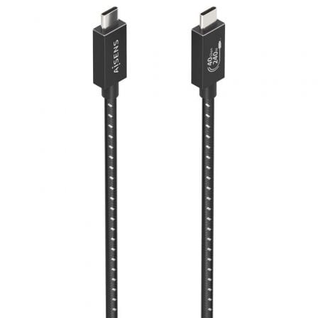 Cabo USB 4.0 Tipo-C Aisens A156-0866/ USB Tipo-C Macho - USB Tipo-C Macho/ Até 240W/ 40Gbps/ 50cm/ Cinzento