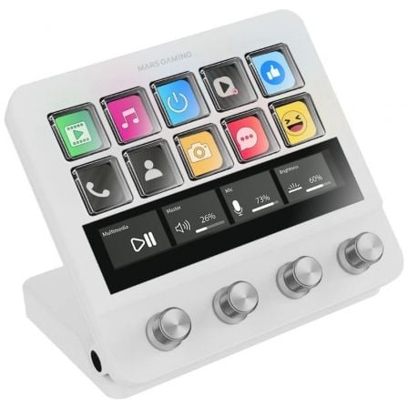 Stream Deck Mars Gaming MSD-PRO/ 10 Teclas LCD + 4 Diales Personalizables/ Blanco