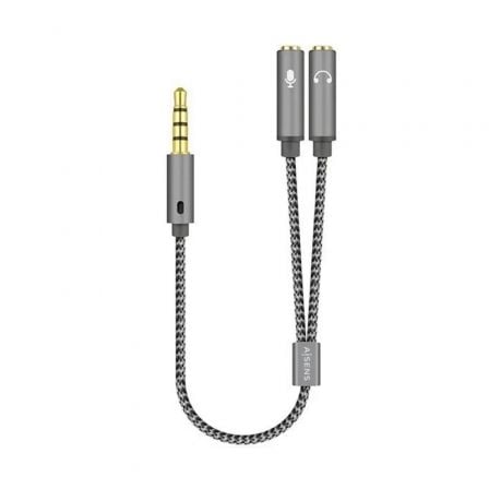 Cabo Estéreo Aisens A128-0415/ Jack 3.5 Macho - 2x Jack 3.5 Fêmea/ 25cm/ Cinzento