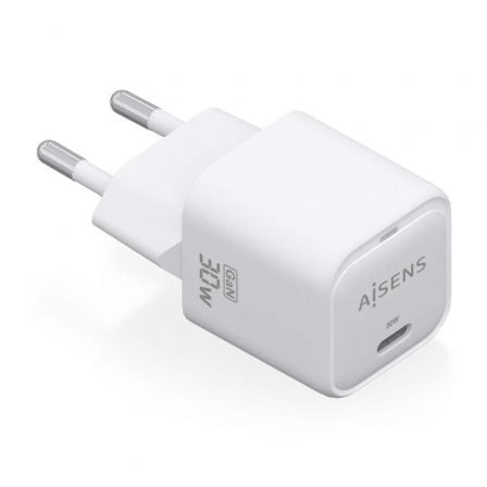 Cargador de Pared GaN Aisens ASCH-30W1P018-W/ 1xUSB Tipo-C/ 30W
