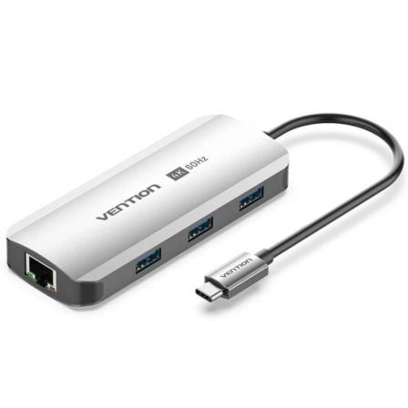 Docking USB Tipo-C Vention TQHHB/ 1xHDMI 4K/ 3xUSB/ 1xUSB Tipo-C PD/ 1xRJ45/ Gris
