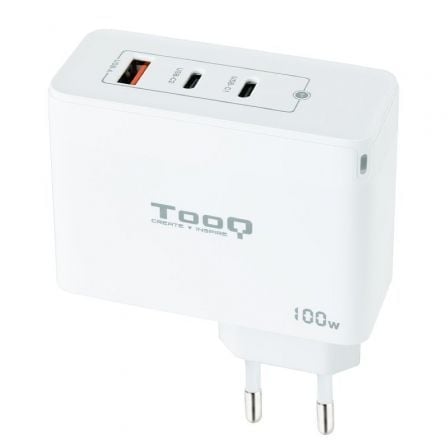 Cargador de Pared GaN TooQ TQWC-GANQC2PD100W/ 2xUSB Tipo-C/ 1xUSB/ 100W
