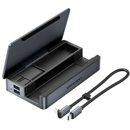 Docking USB Tipo-C para Steam Deck / Switch Vention TPZH0/ 2xHDMI 4K/ 3xUSB/ 1xUSB Tipo-C/ 1xUSB Tipo-C PD/ 1xRJ45/ 1xLector Tarjetas/ Gris