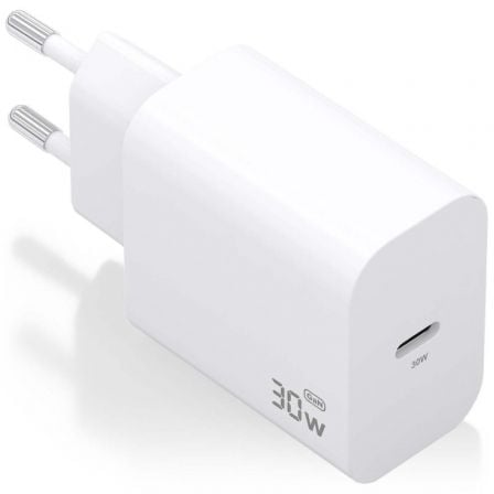 Cargador de Pared GaN Aisens A110-0940/ 1xUSB Tipo-C/ 30W/ Blanco