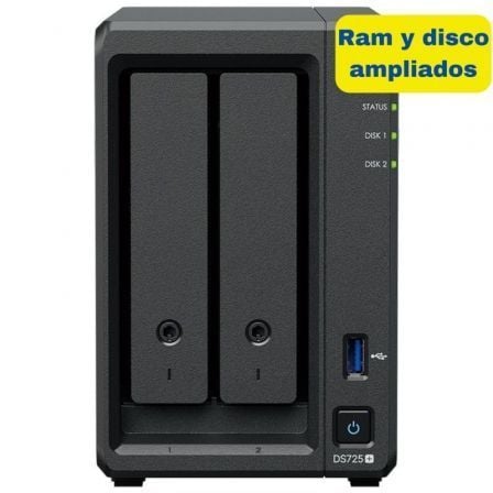 NAS Synology Diskstation DS725+/ 2 Bahías 3.5"- 2.5"/ 8GB DDR4/ 8TB/ Formato Torre