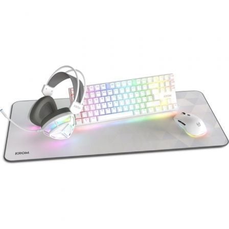 Pack Gaming Krom Klass/ Teclado RGB + Ratón Óptico RGB + Alfombrilla + Auriculares RGB