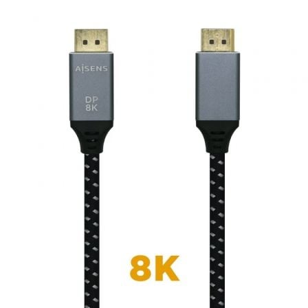 Cable DisplayPort 1.4 8K Aisens A149-0435/ DisplayPort Macho - DisplayPort Macho/ 1m/ Negro Gris
