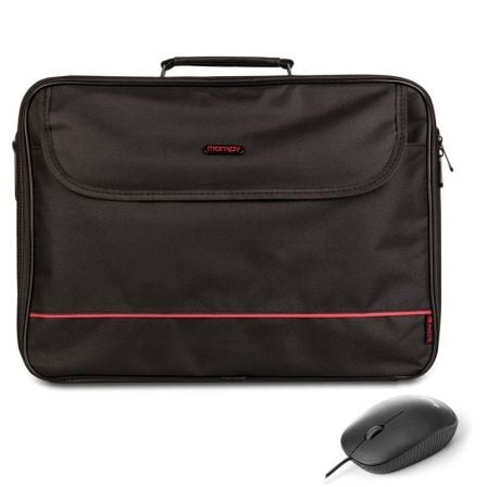 Mala + rato Monray Bureau Kit para portáteis até 16"/ Preto
