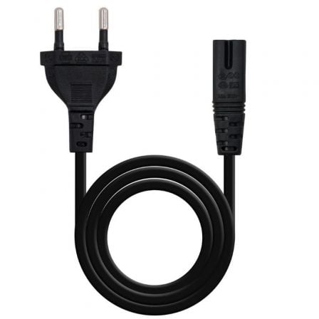 Cable Alimentación Forma 8 Nanocable 10.22.0402-L200/ CEE7/16 Macho - C7 Hembra/ 2m/ Negro