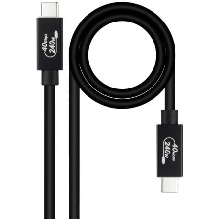 Cabo USB 4.0 Nanocable 10.01.5001/ USB Tipo-C Macho - USB Tipo-C Macho/ Até 240W/ 40Gbps/ 1m/ Preto