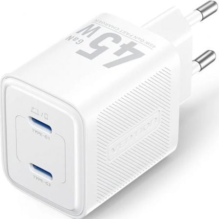 Carregador de Parede GaN Vention FEFW0-EU/ 2xUSB Tipo-C/ 45W