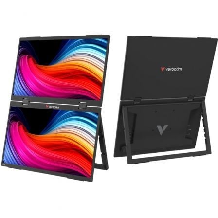 Monitor Portátil Táctil Verbatim Duo Essentials 15.6" + 15.6"/ Full HD/ Multimedia/ Negro