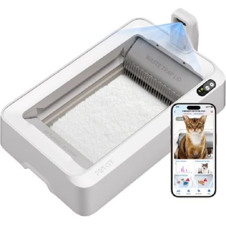Caixa de Areia Autolimpante para Gatos PetKit PuroBot Crystal Duo com Câmara/ Controlo por Aplicação/ Branco