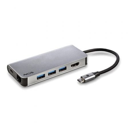 Docking USB Tipo-C NGS WonderDock8/ 3xUSB/ 1xUSB Tipo-C DP/ 1xHDMI 4K/ 1xRJ45/ 1xLector Tarjetas SD