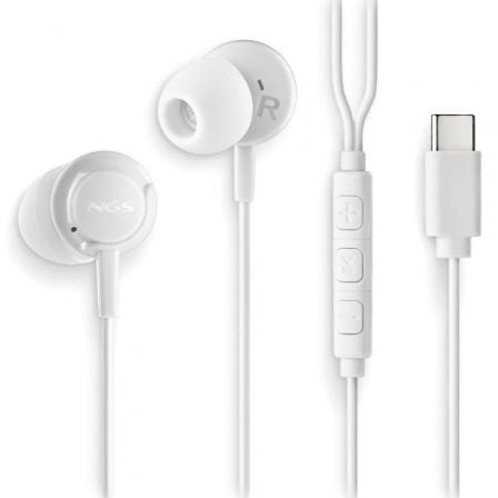 Auriculares Intra-auriculares NGS Cross Step/ com Microfone/ USB Tipo-C/ Brancos