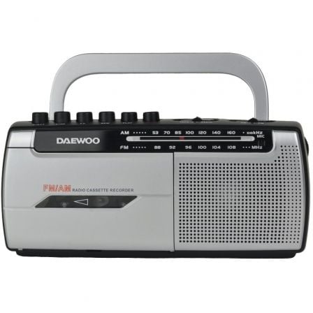 Radio Casete Daewoo DW1107/ con Cable/ a Pilas/ Negra y Plateada