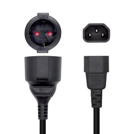 Adaptador de alimentação Aisens A132-0467/ C14 macho - CEE7 fêmea/ 25cm/ Preto