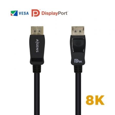Cabo DisplayPort 1.4 8K Aisens A149-0432/ DisplayPort Macho - DisplayPort Macho/ 2m/ Certificado/ Preto