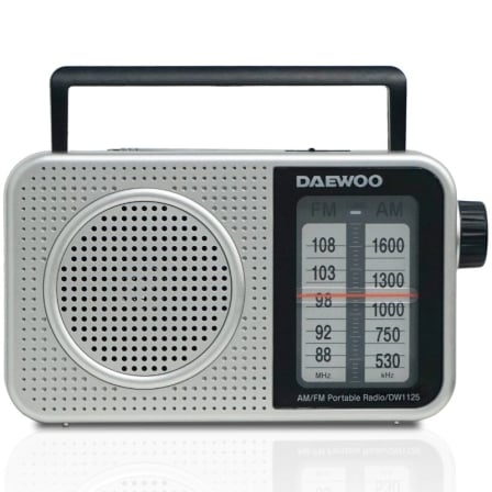 Rádio Portátil Daewoo DW1125/ a Pilhas/ Cinzento Metalizado