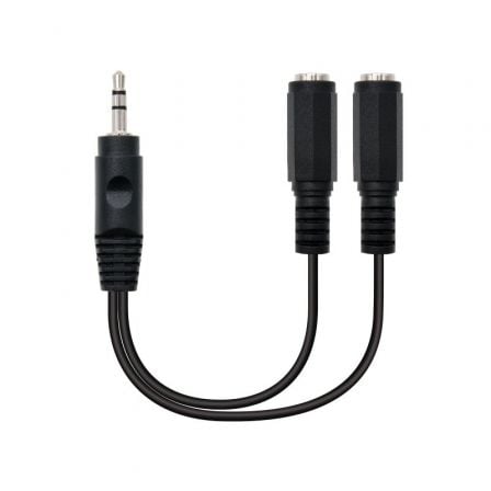 Cabo Estéreo Nanocable 10.24.1200/ Jack 3.5 Macho - 2x Jack 3.5 Fêmea/ 15cm/ Preto