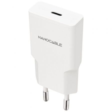 Cargador de Pared Nanocable 10.10.2027/ 1xUSB Tipo-C/ 30W/ Blanco