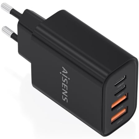 Carregador de Parede GaN Aisens A110-1028/ 2xUSB Tipo-C/ 2xUSB/ 32W/ Preto