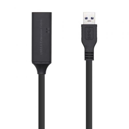 Cabo de Extensão USB 3.0 com Amplificador Aisens A105-0407/ USB Macho - USB Fêmea/ Até 9W/ 625Mbps/ 5m/ Preto