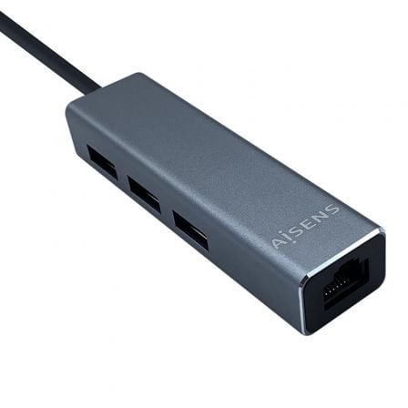 Hub USB Tipo-C Aisens A109-0396/ 3xUSB/ 1xRJ45/ Cinzento