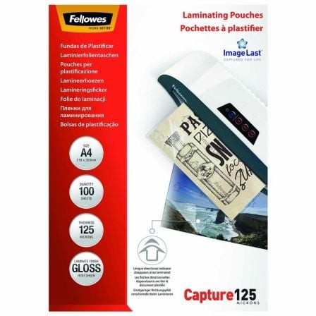 Bolsas de Plastificação Fellowes 5307407/ A4/ 125 Microns/ 100 unidades