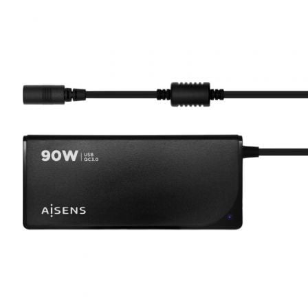 Carregador de Portátil Aisens ASLC-90WAUTO-BK/ 1xUSB/ 90W/ Automático/ 12 Conectores/ Tensão 15-20V